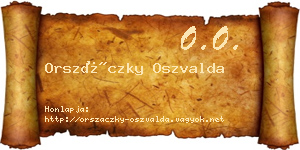 Orszáczky Oszvalda névjegykártya